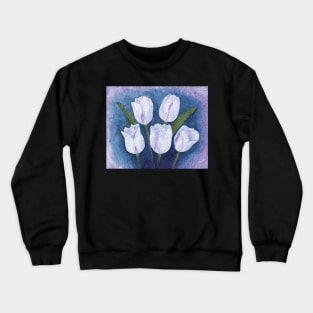 White Evening Tulips on Masa Paper Crewneck Sweatshirt